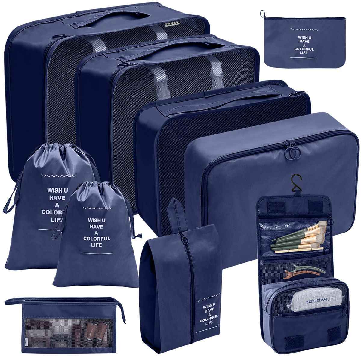 Endlich Ordnung im Koffer – 10-teiliges Packwürfel Set für Handgepäck