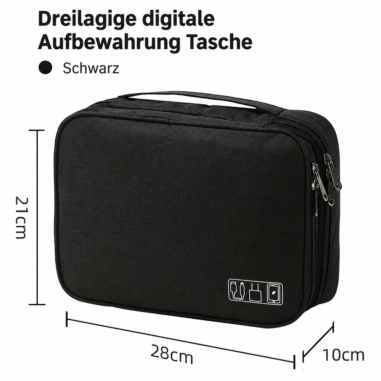 Kabel Organizer Tasche im Rucksack verstaut, ideal für Reisen