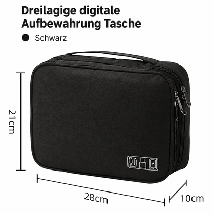 Kabel Organizer Tasche im Rucksack verstaut, ideal für Reisen