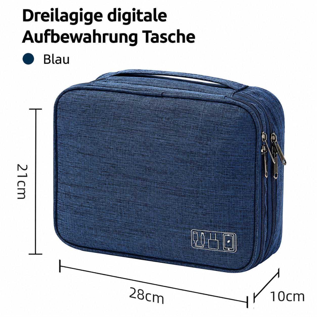 Kabel Organizer Tasche in den Farben Schwarz, Grau und Blau