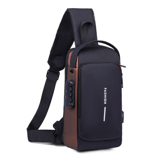 Diebstahlsicherer Rucksack mit Zahlenschloss von FitMoreBags, Frontansicht