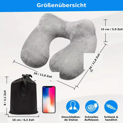 Reisekissen zusammengefaltet in kompakter Tragetasche