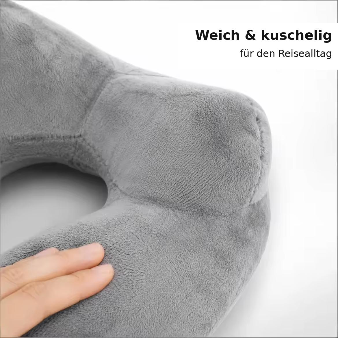 Aufblasbares Reisekissen mit weichem Velour-Bezug