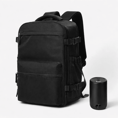 Vakuum Rucksack Schwarz freigestellt, Frontalansicht