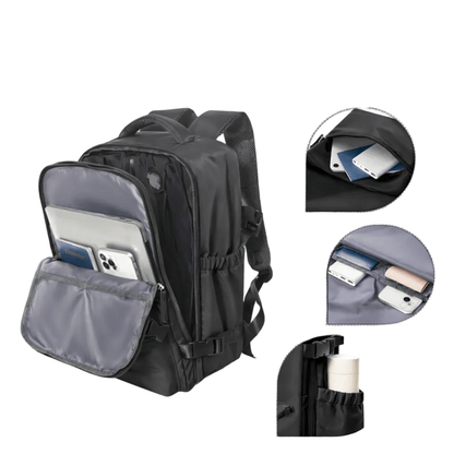 Vakuum Rucksack Schwarz mit Zubehörfach im Detail
