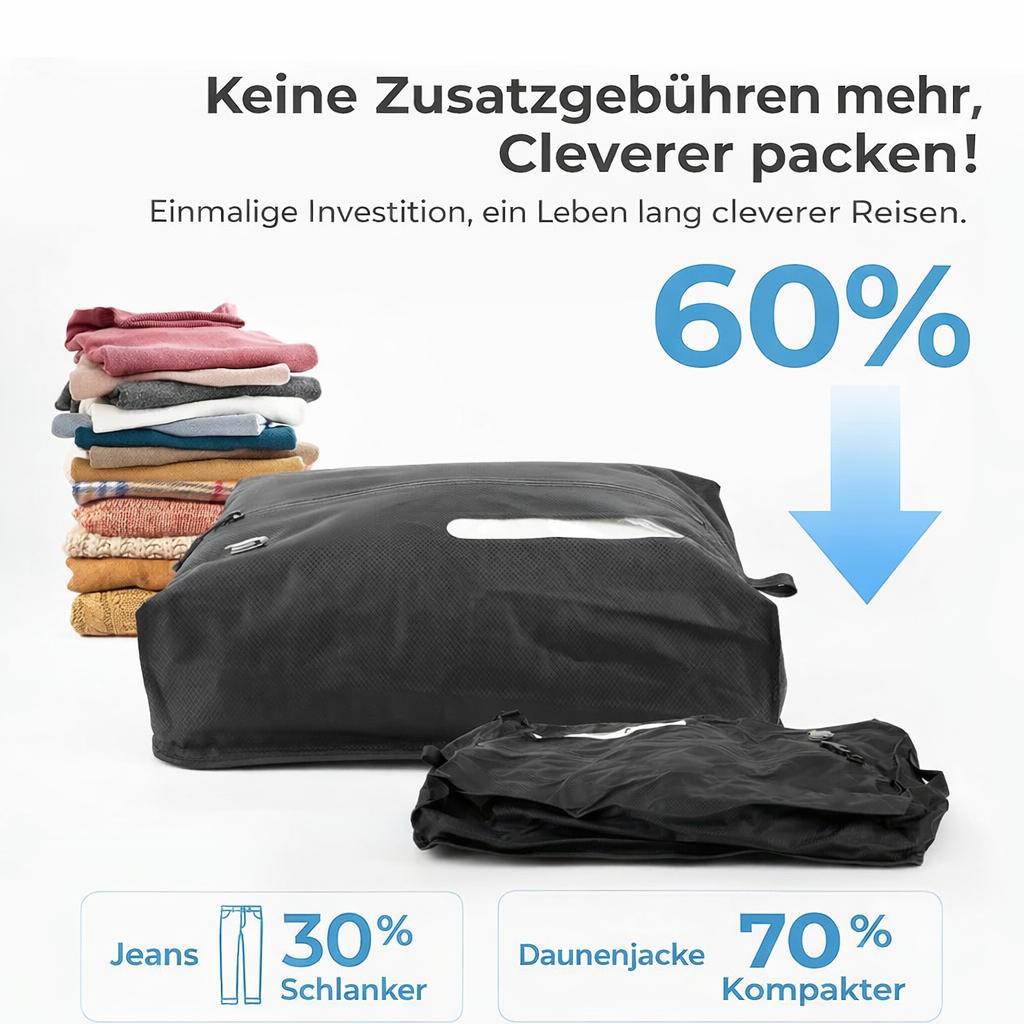 Vakuumbeutel macht Jeans 30 % und Daunenjacken 70 % kompakter